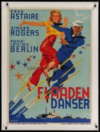 4h002 FOLLOW THE FLEET linen Danish '36 different Frederiksen art of Fred Astaire & Ginger Rogers!