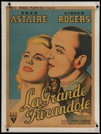 4h151 STORY OF VERNON & IRENE CASTLE linen French 23x32 '39 cool Bonneaud art of Astaire & Rogers!
