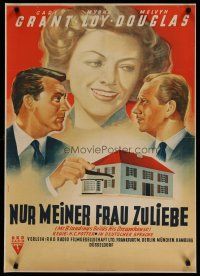 4h196 MR. BLANDINGS BUILDS HIS DREAM HOUSE linen German '50 Kumpf art of Cary Grant, Loy & Douglas!