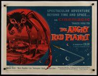 4h069 ANGRY RED PLANET linen 1/2sh '60 great artwork of gigantic drooling bat-rat-spider creature!
