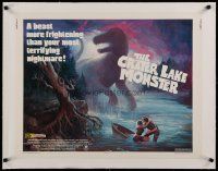4h075 CRATER LAKE MONSTER linen 1/2sh '77 Wil art of dinosaur more frightening than your nightmares!