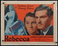 4h093 REBECCA linen 1/2sh R48 Alfred Hitchcock, close up of Laurence Olivier & Joan Fontaine!
