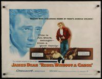 4h094 REBEL WITHOUT A CAUSE linen 1/2sh '55 James Dean was a bad boy from a good family, classic!