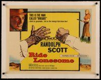 4h096 RIDE LONESOME linen 1/2sh '59 Randolph Scott, Budd Boetticher, cool handcuff artwork!