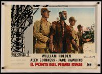 4h283 BRIDGE ON THE RIVER KWAI linen Italian photobusta '58 Alec Guinness held by Japanese soldiers!