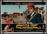 4h304 THUNDERBALL linen Italian photobusta '65 Sean Connery as James Bond with jetpack by cool car!