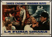 4h265 WHITE HEAT linen Italian 27x38 pbusta R60s montage of best James Cagney scenes, film noir!