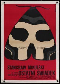 4h136 OSTATNI SWIADEK linen Polish 23x33 '69 cool Wiktor Gorka art of moth with skull design!