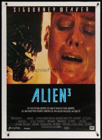 4h307 ALIEN 3 linen Spanish '92 super close up of terrified Sigourney Weaver with monster!
