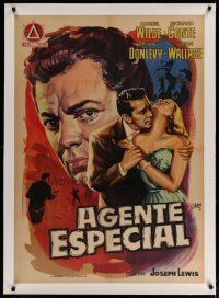 4h311 BIG COMBO linen Spanish R58 Jano art of Cornel Wilde & sexy Jean Wallace, classic film noir!