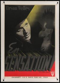 4h012 CITIZEN KANE linen Swedish '42 cool completely different art of Orson Welles by Aberg!