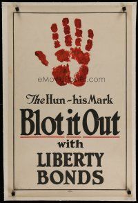 4h042 BLOT IT OUT linen 20x30 WWI war poster '16 with Liberty Bonds, cool art by J. Allen St. John!