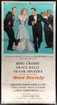 4j258 HIGH SOCIETY linen 3sh '56 art of Frank Sinatra, Bing Crosby, Grace Kelly & Louis Armstrong!