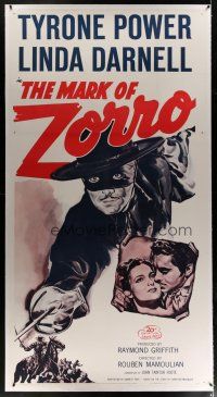 4j263 MARK OF ZORRO linen 3sh R58 masked hero Tyrone Power in costume & with young Linda Darnell!