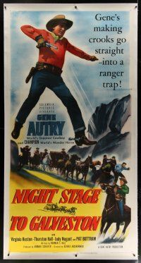 4j267 NIGHT STAGE TO GALVESTON linen 3sh '52 Gene Autry makes crooks go straight into a Ranger trap!