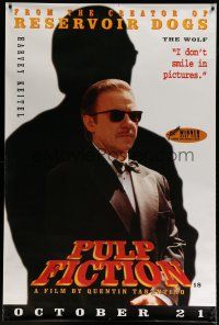 4j111 PULP FICTION advance English 40x60 '94 Tarantino, cool portrait of Harvey Keitel as The Wolf!