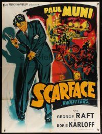 4j079 SCARFACE French 1p R50s Howard Hawks, different art of Paul Muni by Constantine Belinsky!