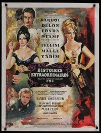 4j069 SPIRITS OF THE DEAD French 23x32 '69 Fellini, Allard art of Bardot, Fonda, Delon & Stamp!