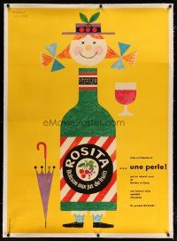 4j138 ROSITA BOISSON AUX JUS DE FRUITS linen 36x50 French advertising poster '52 cool Leupin art!
