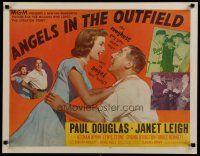 4j022 ANGELS IN THE OUTFIELD style B 1/2sh '51 Paul Douglas & sexy Janet Leigh, baseball fantasy!