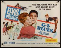 4j029 G.I. BLUES 1/2sh '60 Elvis Presley & sexy Juliet Prowse, red, white & blue star-bright show!