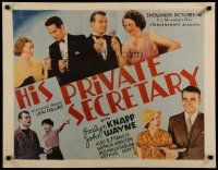 4j032 HIS PRIVATE SECRETARY blue 1/2sh '33 cool montage with 3 images of dapper young John Wayne!
