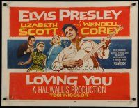 4j038 LOVING YOU 1/2sh '57 art of Elvis Presley, Lizabeth Scott, Wendell Corey & Dolores Hart!