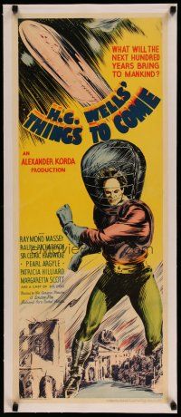 4j002 THINGS TO COME linen insert '36 William Cameron Menzies, H.G. Wells, best sci-fi art!