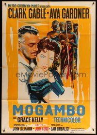 4j061 MOGAMBO Italian 1p R62 different art of Clark Gable & Ava Gardner in Africa, John Ford!