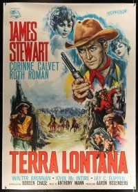4j190 FAR COUNTRY linen Italian 2p '55 different art of James Stewart, directed by Anthony Mann!