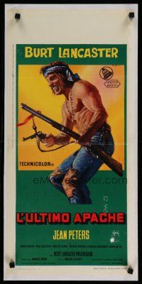 4j089 APACHE Italian locandina R1960s Robert Aldrich, cool Serafini art of Native American Burt Lancaster!