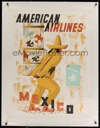 4j134 AMERICAN AIRLINES MEXICO linen travel poster '48 art by Edward McKnight Kauffer!
