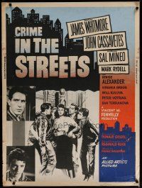 4k223 CRIME IN THE STREETS 30x40 '56 directed by Don Siegel, Sal Mineo & 1st John Cassavetes!