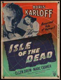 4k226 ISLE OF THE DEAD 30x40 R53 Boris Karloff & Ellen Drew in buried-alive horror, different!