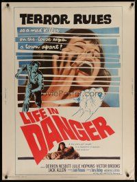 4k227 LIFE IN DANGER 30x40 '64 terror rules as a mad killer on the loose rips a town apart!
