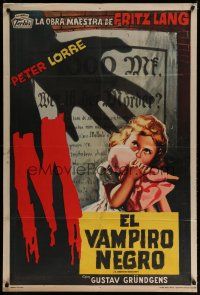 4k142 M Argentinean R50s Fritz Lang, different art of little girl & menacing shadow!