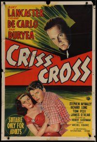 4k159 CRISS CROSS Aust 1sh '48 different art of Burt Lancaster, Yvonne De Carlo & evil Dan Duryea!