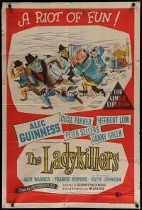4k164 LADYKILLERS Aust 1sh '55 great artwork of Alec Guinness & gangsters robbing bank!