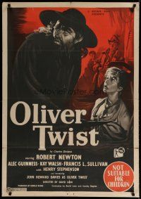 4k168 OLIVER TWIST Aust 1sh '51 Robert Newton as Bill Sykes, directed by David Lean, cool art!