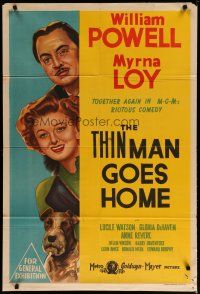 4k174 THIN MAN GOES HOME Aust 1sh '44 great art of William Powell, Myrna Loy & Asta the dog too!