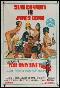 4k177 YOU ONLY LIVE TWICE Aust 1sh '67 art of Sean Connery as James Bond with sexy girls in bath!