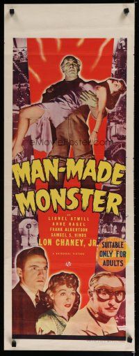 4k324 MAN MADE MONSTER long Aust daybill '41 different image of Lon Chaney Jr. carrying Anne Nagel!