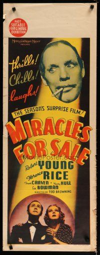 4k325 MIRACLES FOR SALE long Aust daybill '39 Robrt Young, Florence Rice, directed by Tod Browning!