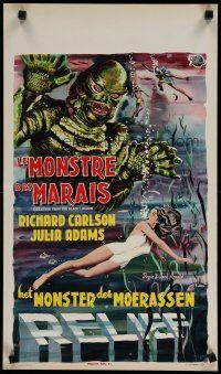 4k359 CREATURE FROM THE BLACK LAGOON Belgian '54 3-D, art of monster & sexy Julie Adams by Bos!