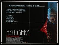 4k332 HELLRAISER British quad '87 Clive Barker horror, Pinhead, he'll tear your soul apart!