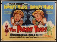 4k337 PARENT TRAP British quad '61 Disney, different art of Hayley Mills as identical twins!