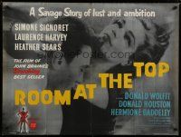 4k341 ROOM AT THE TOP British quad '59 different c/u of Laurence Harvey & Simone Signoret!