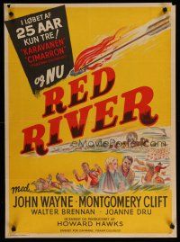 4k412 RED RIVER Danish '51 Montgomery Clift, John Wayne, Howard Hawks, different art!