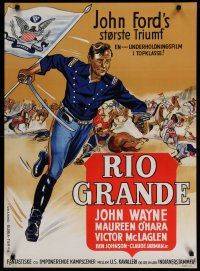 4k413 RIO GRANDE Danish R60s full-length artwork of John Wayne, directed by John Ford!