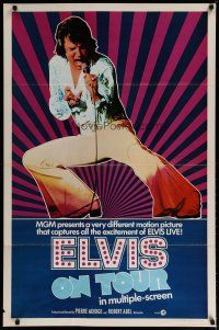 4k235 ELVIS ON TOUR int'l 1sh '72 cool full-length image of Elvis Presley singing into microphone!